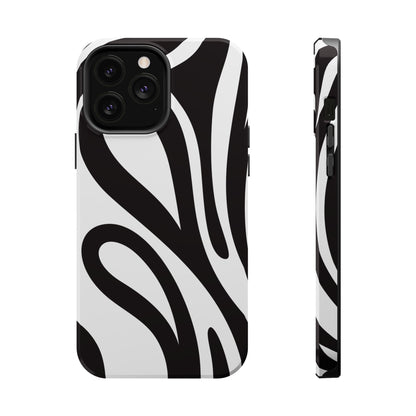 Modern Black and White Abstract Tough MagSafe iPhone Case – Bold Graphic Pattern with Dual-Layer Protection