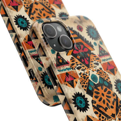 Bohemian Leopard & Tribal Floral Tough MagSafe iPhone Case – Vibrant Eclectic Design, Dual - Layer Protection - BOGO Cases