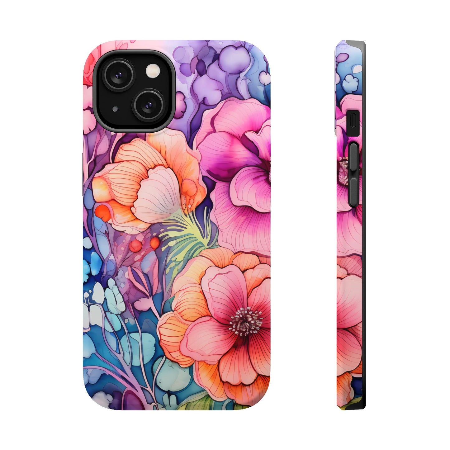 Bright Watercolor Floral Splash MagSafe iPhone Series Case – Bold Artistic Design