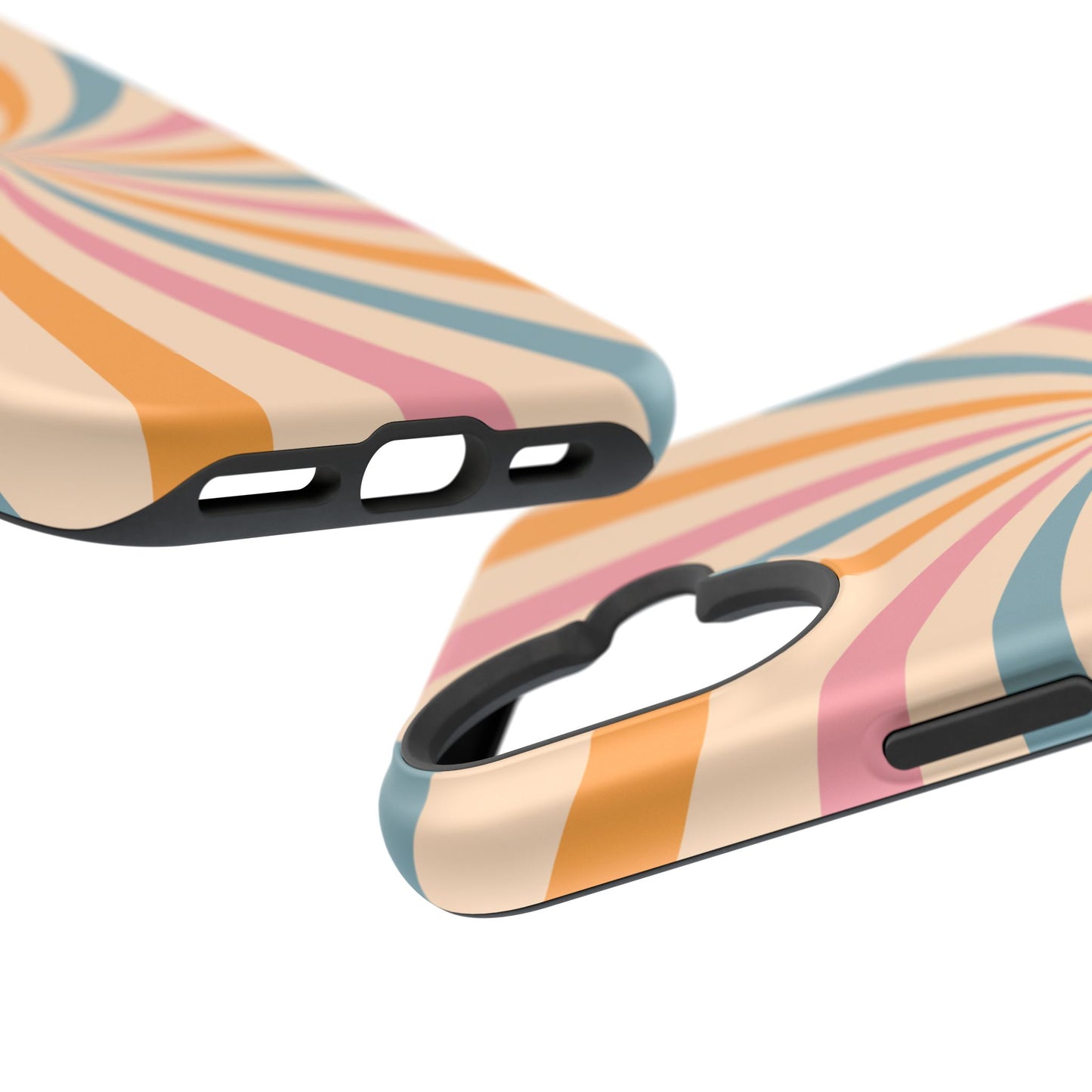 Retro Swirl Pattern MagSafe iPhone Case – Bold 70s Vibe in Pink, Orange, and Orange