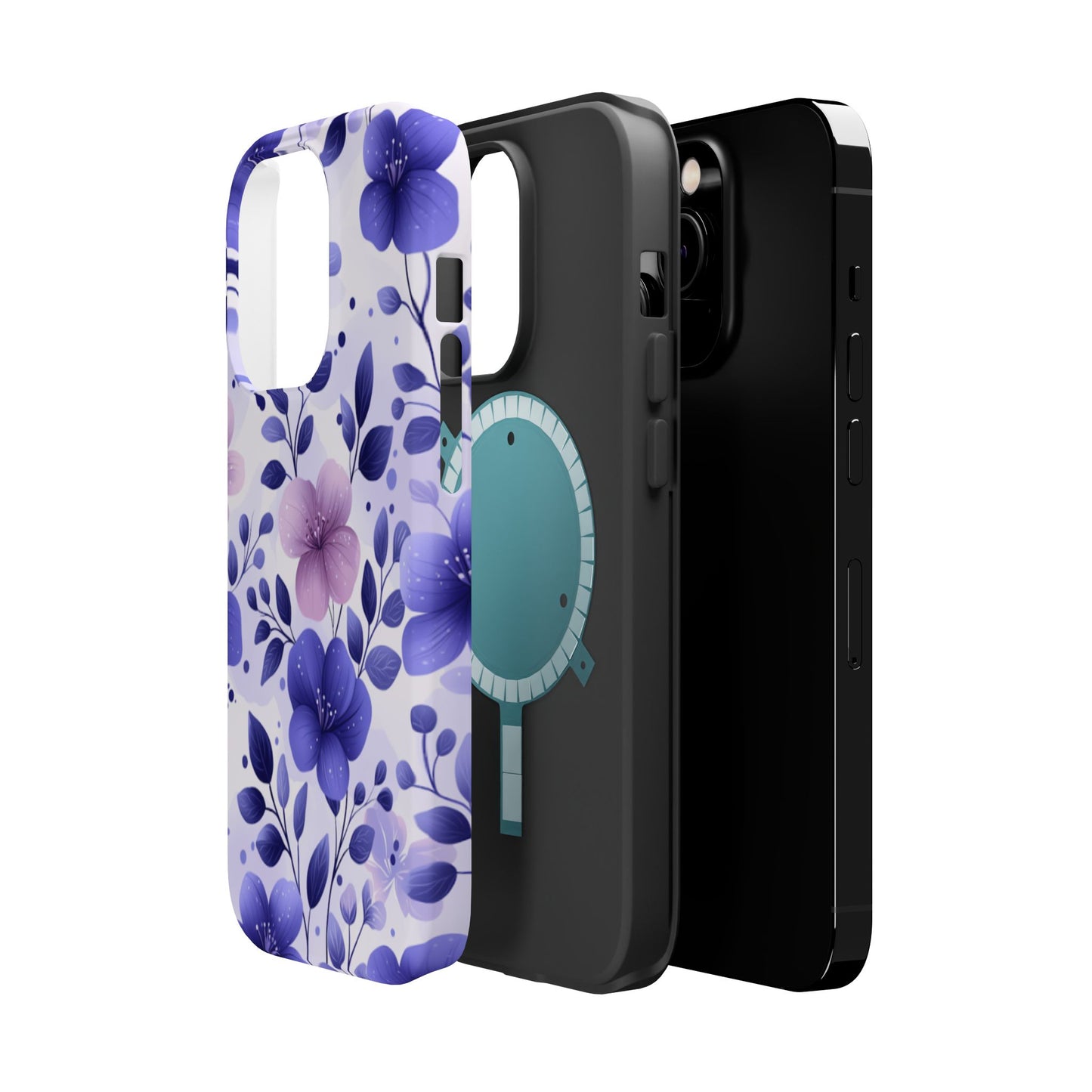 Purple Floral MagSafe iPhone Case – Durable Protection with Elegant Flower Design