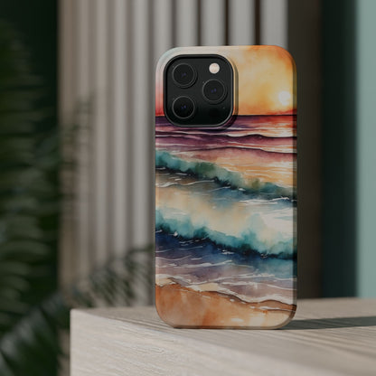 Sunset Waves MagSafe iPhone Case – Vibrant Watercolor Design