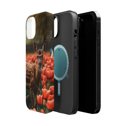 Fawn Among Tulips MagSafe iPhone Case