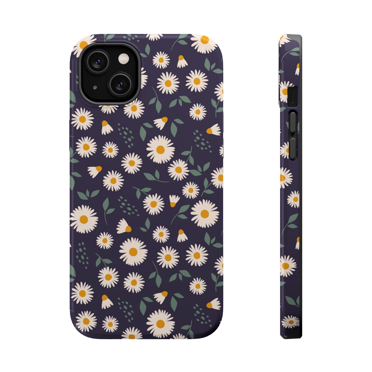 Midnight Daisy MagSafe iPhone Case – Dark Navy Floral Design, Slim and Protective