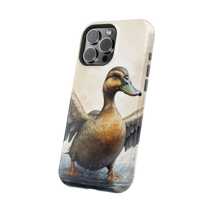 Graceful Duck in Watercolor Scene - MagSafe iPhone Case