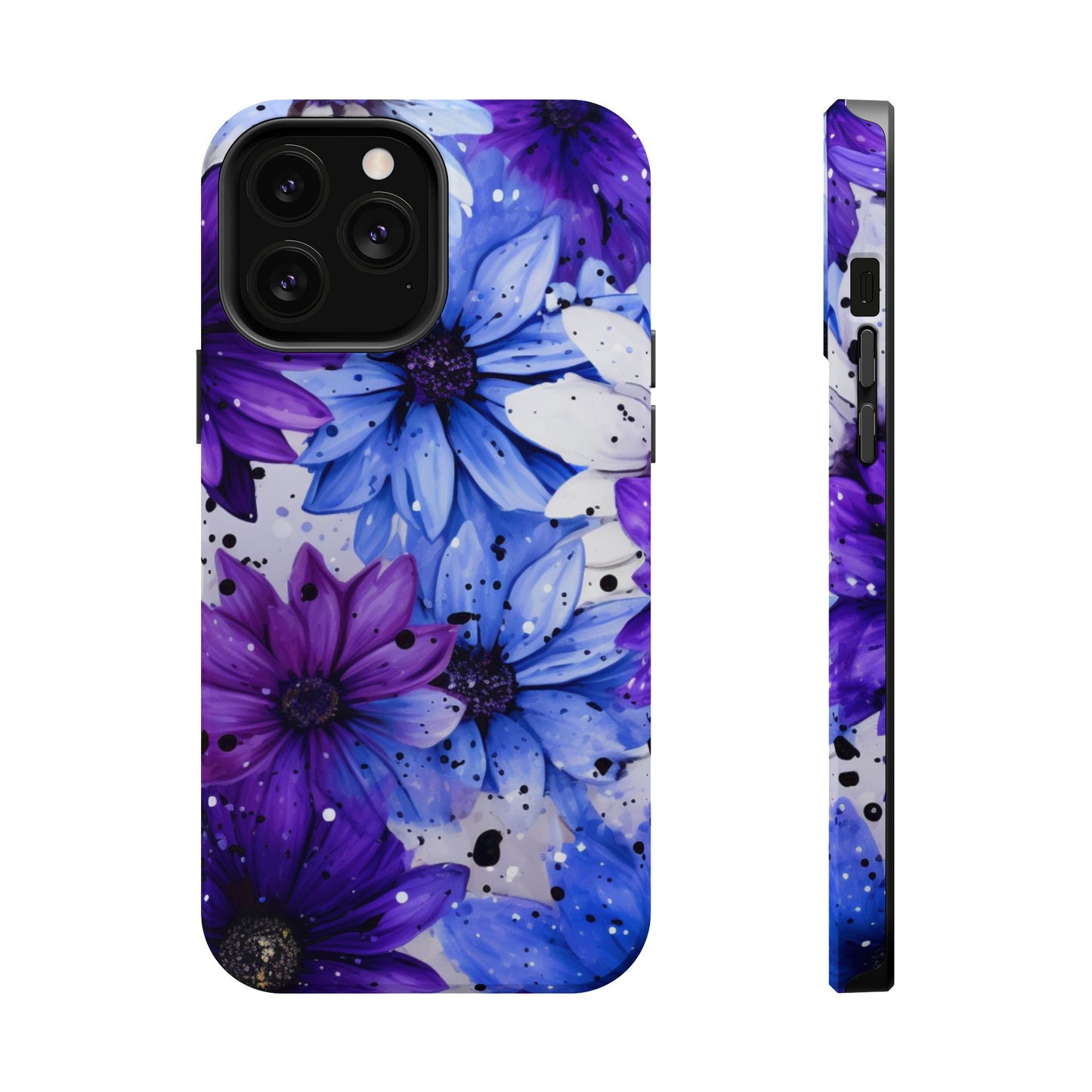 Vibrant Purple & Blue Floral Splash - MagSafe iPhone Series Case