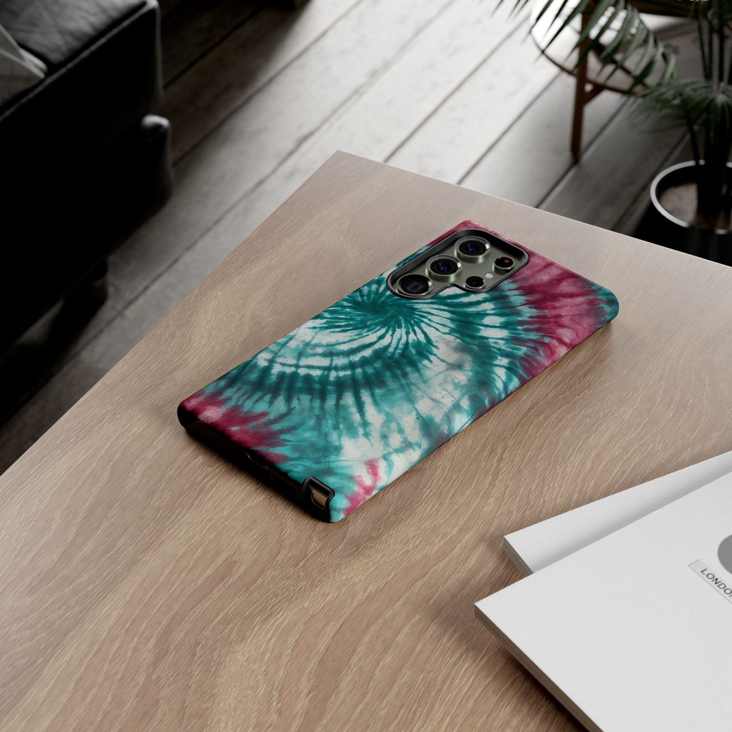 Teal and Pink Spiral Tie-Dye Samsung Galaxy Case – Boho Chic Design