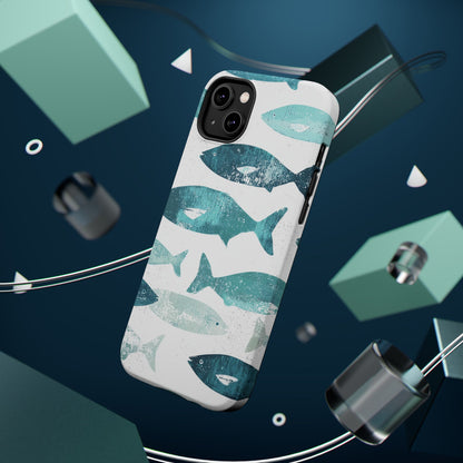 Vintage Blue Fish Print - MagSafe iPhone Series Case