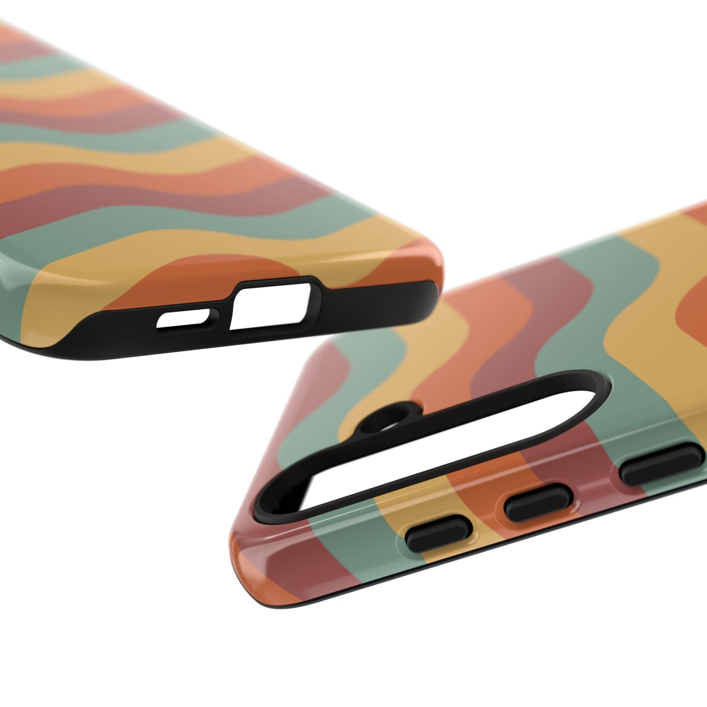 Retro Vibe Wavy Stripes Samsung Galaxy Case – 70s-Inspired in Teal, Orange, and Rust