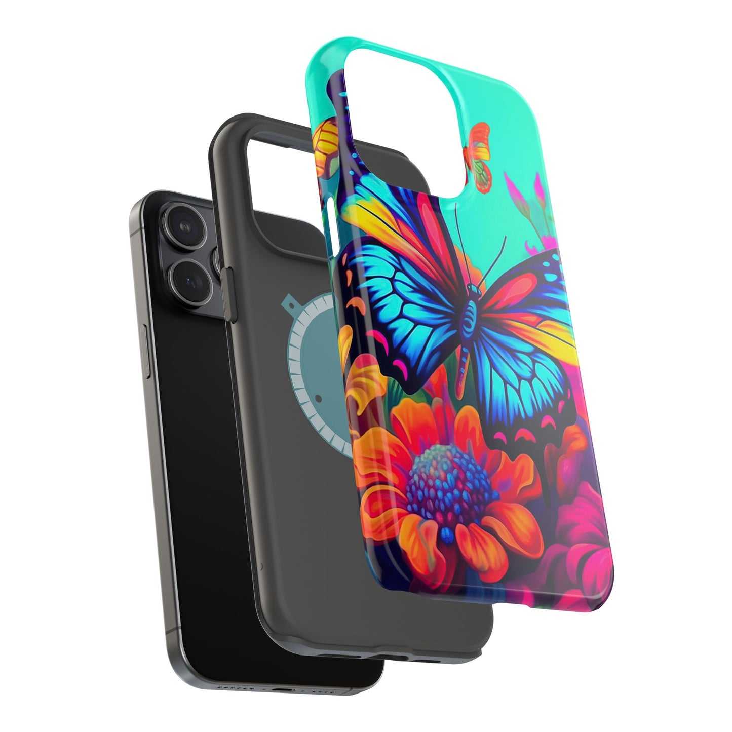 Vivid Butterfly & Floral Burst - MagSafe iPhone Case