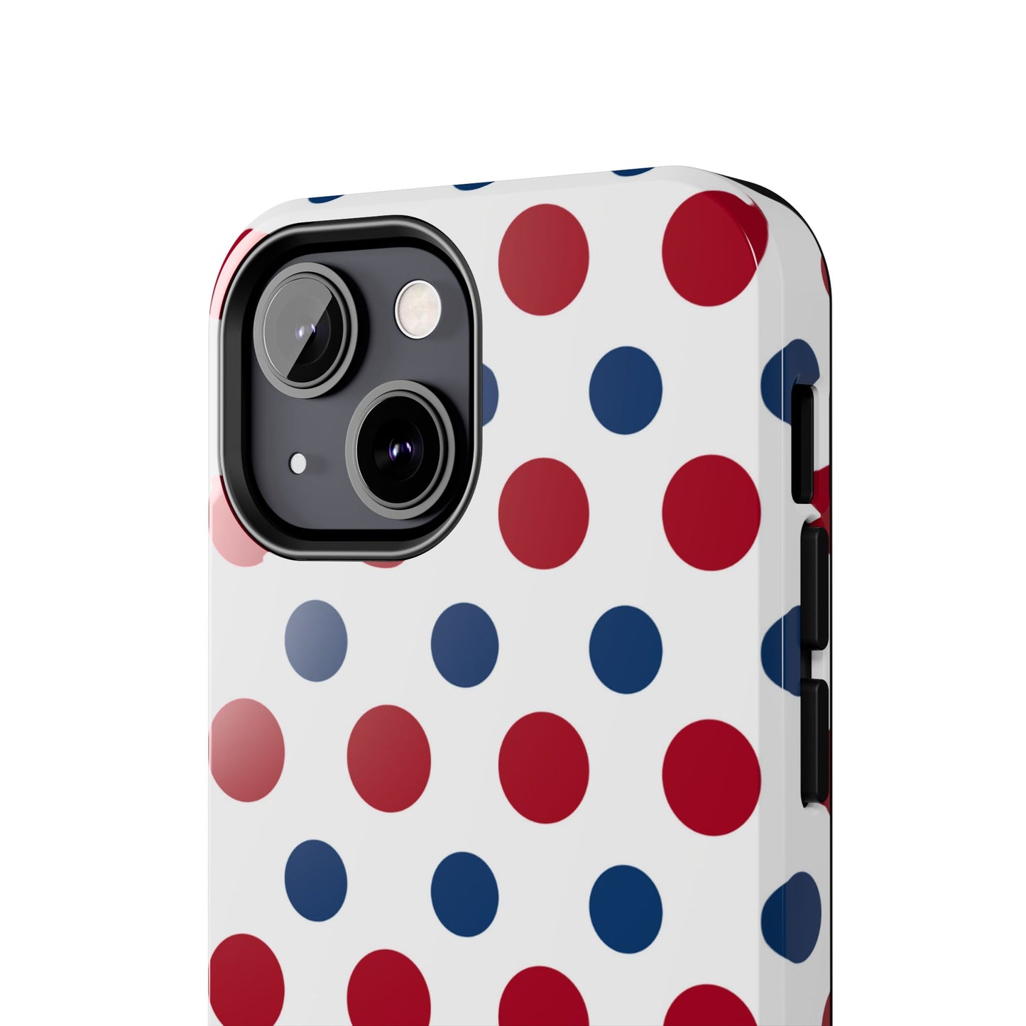 Patriotic Navy, White, and Red Polka Dot iPhone Case