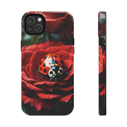 Elegant Rose & Ladybug Charm - iPhone Series Case