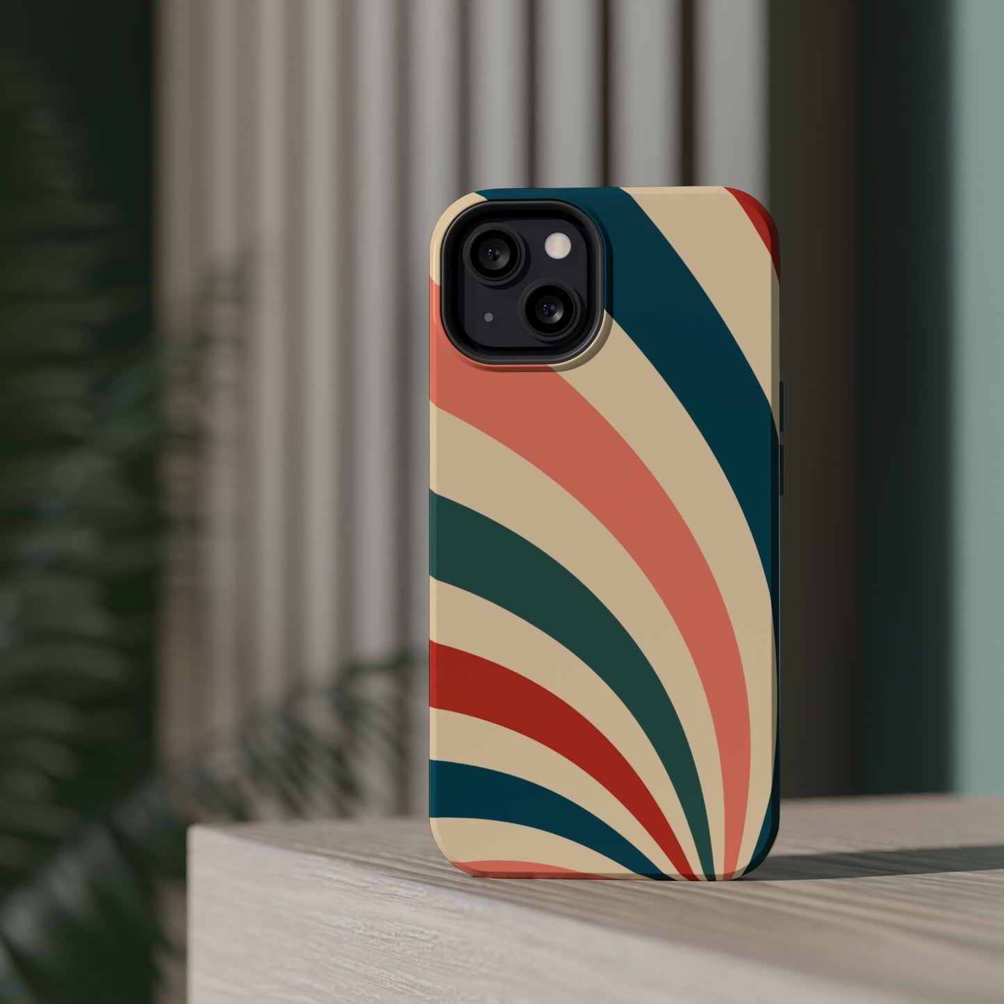 Retro Sunburst Swirl MagSafe iPhone Case – Dual-Layer Protection with Bold 70s Vibes