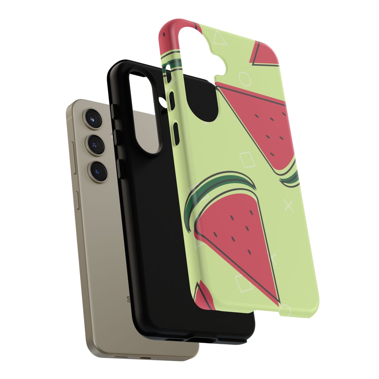 Watermelon Slice Samsung Galaxy Case – Fresh & Fun Design with Retro Geometric Pattern