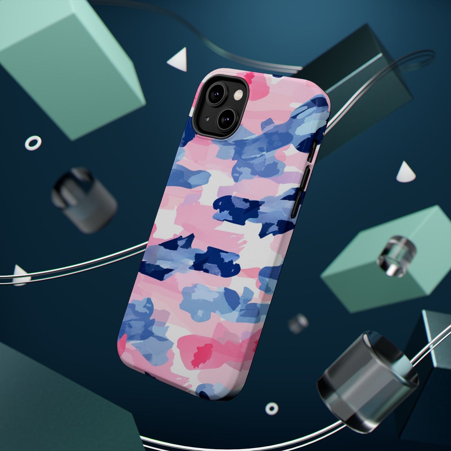 MagSafe Case: Dynamic Pink & Navy Brushstroke Art