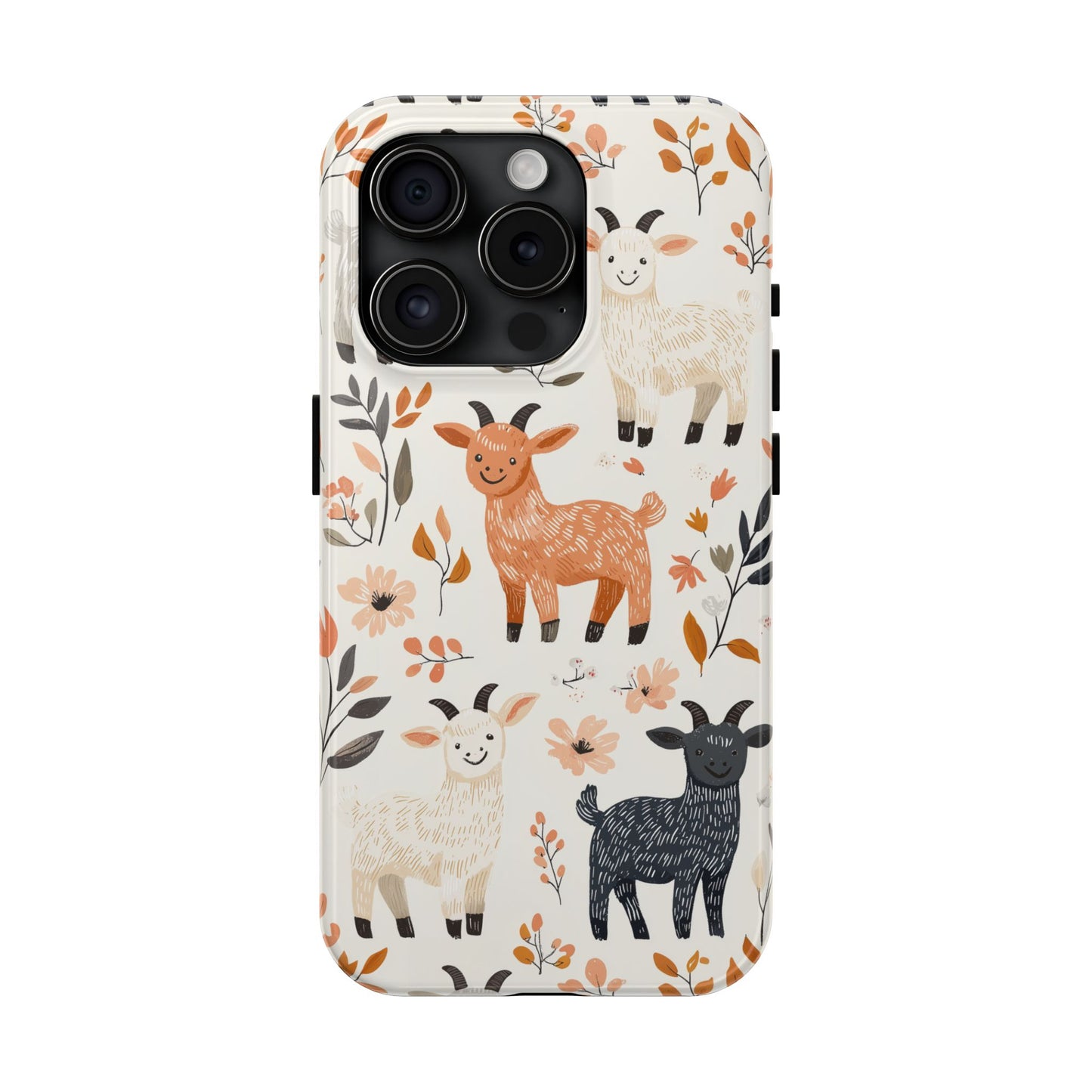 iPhone Case: Smiley Goats & Dried Flowers – Vintage Charm