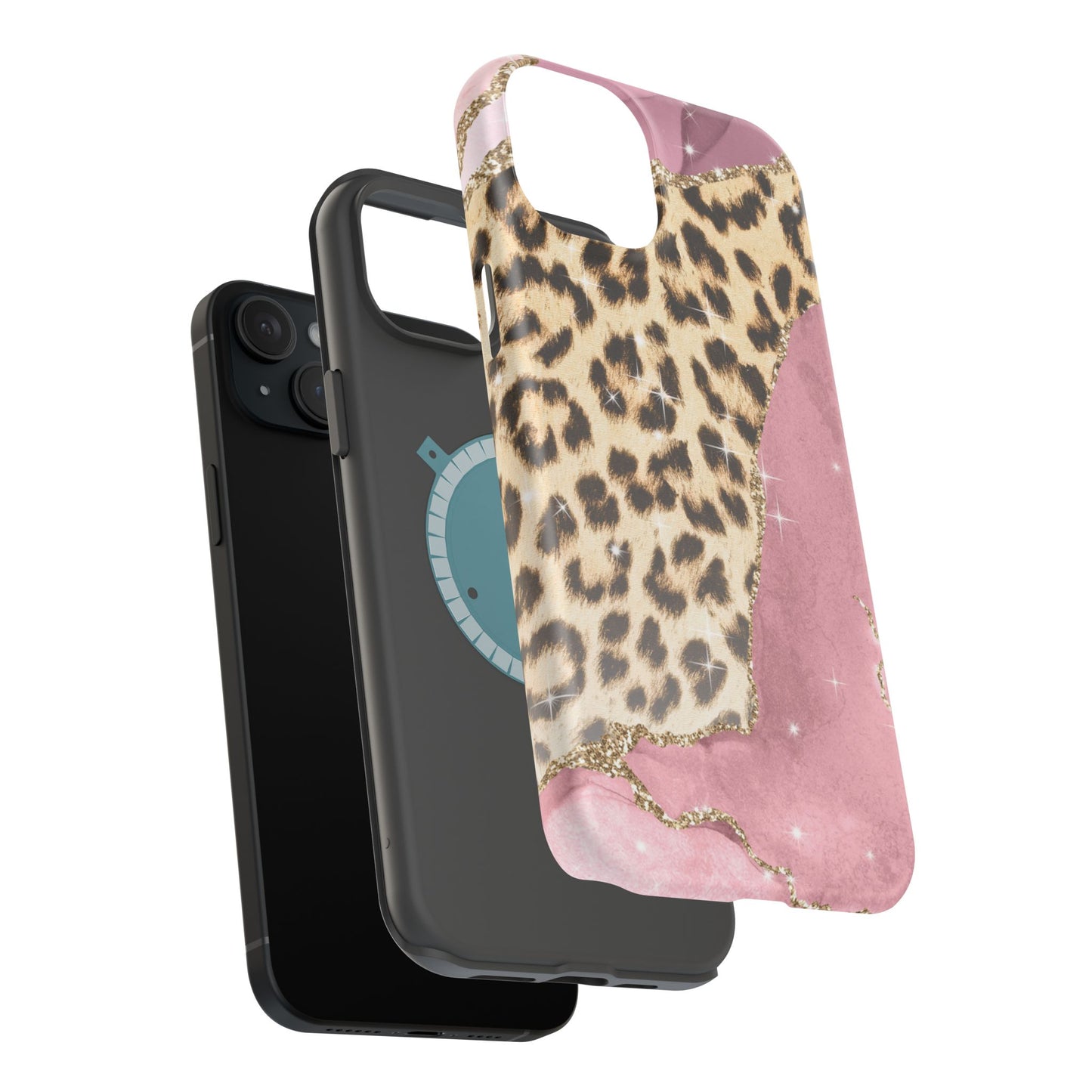 Pink Glam Leopard - MagSafe iPhone Series Case with Glitter Accents