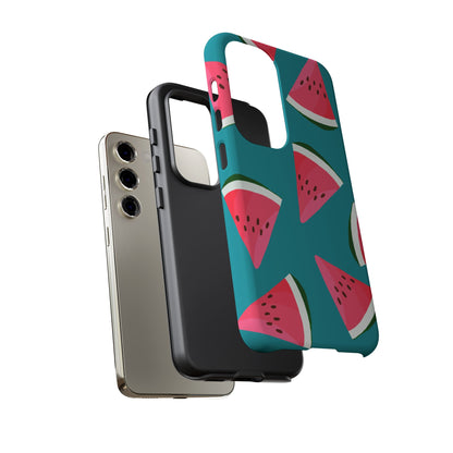 Watermelon Bliss Samsung Galaxy Case – Vibrant Summer Fruit Design on Teal Background