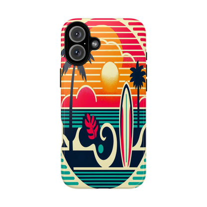 Retro Beach Vibes iPhone Case - Sunset Surfing Protective Cover