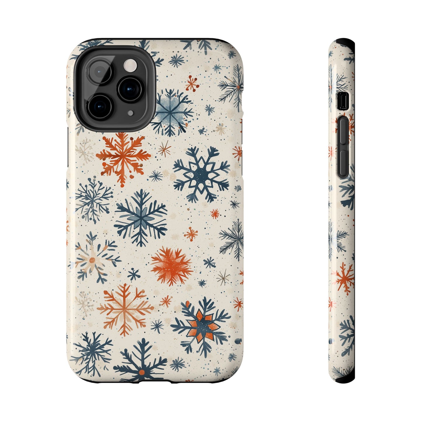 Rustic Orange and Blue Snowflake Pattern – iPhone Series Case