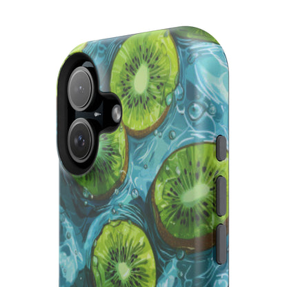 Tropical Kiwi Splash MagSafe iPhone Case – Tough Dual-Layer, Vibrant Summer Design