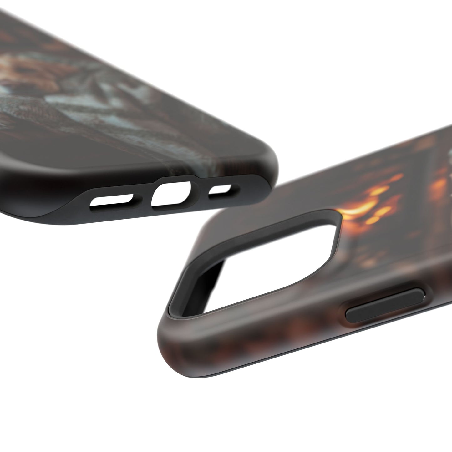 Cozy Labrador by Fireplace MagSafe iPhone Case – Rustic Cabin Protective Cover