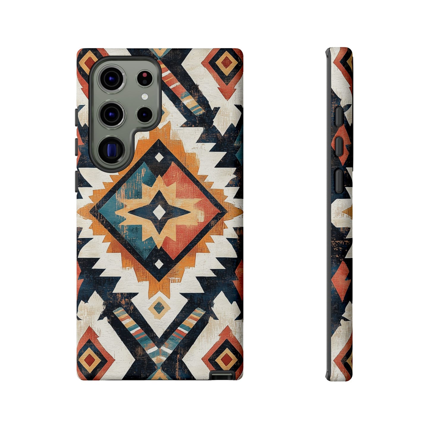 Vintage Southwestern Diamond Tough Samsung Galaxy Case – Rustic Tribal Design, Dual-Layer Protection