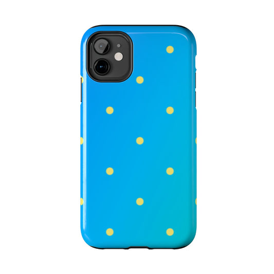 Blue Ocean Gradient Polka Dots iPhone Case – Shockproof, Smooth Matte Finish, Dual-Layer Design