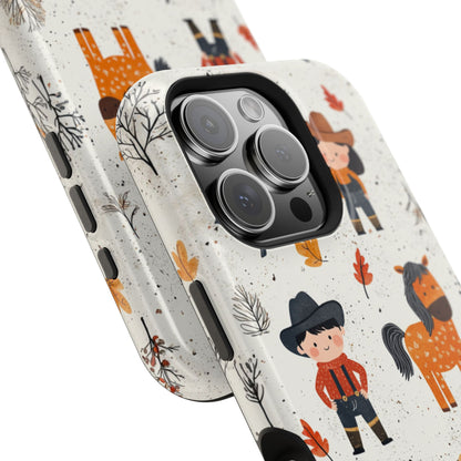 Cowboy Adventures Tough MagSafe iPhone Case – Cute Western Theme, Dual-Layer Protection