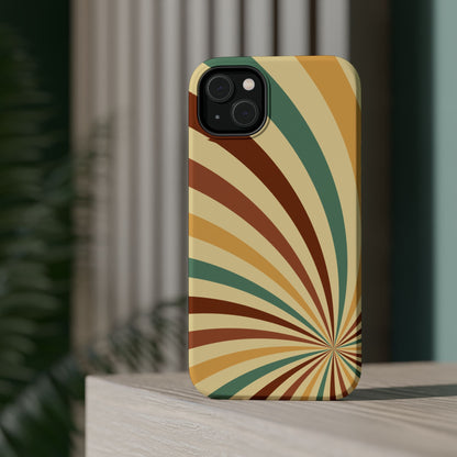 Earthy Retro Swirl MagSafe iPhone Case – Dual-Layer Protection with 70s-Inspired Earth Tones