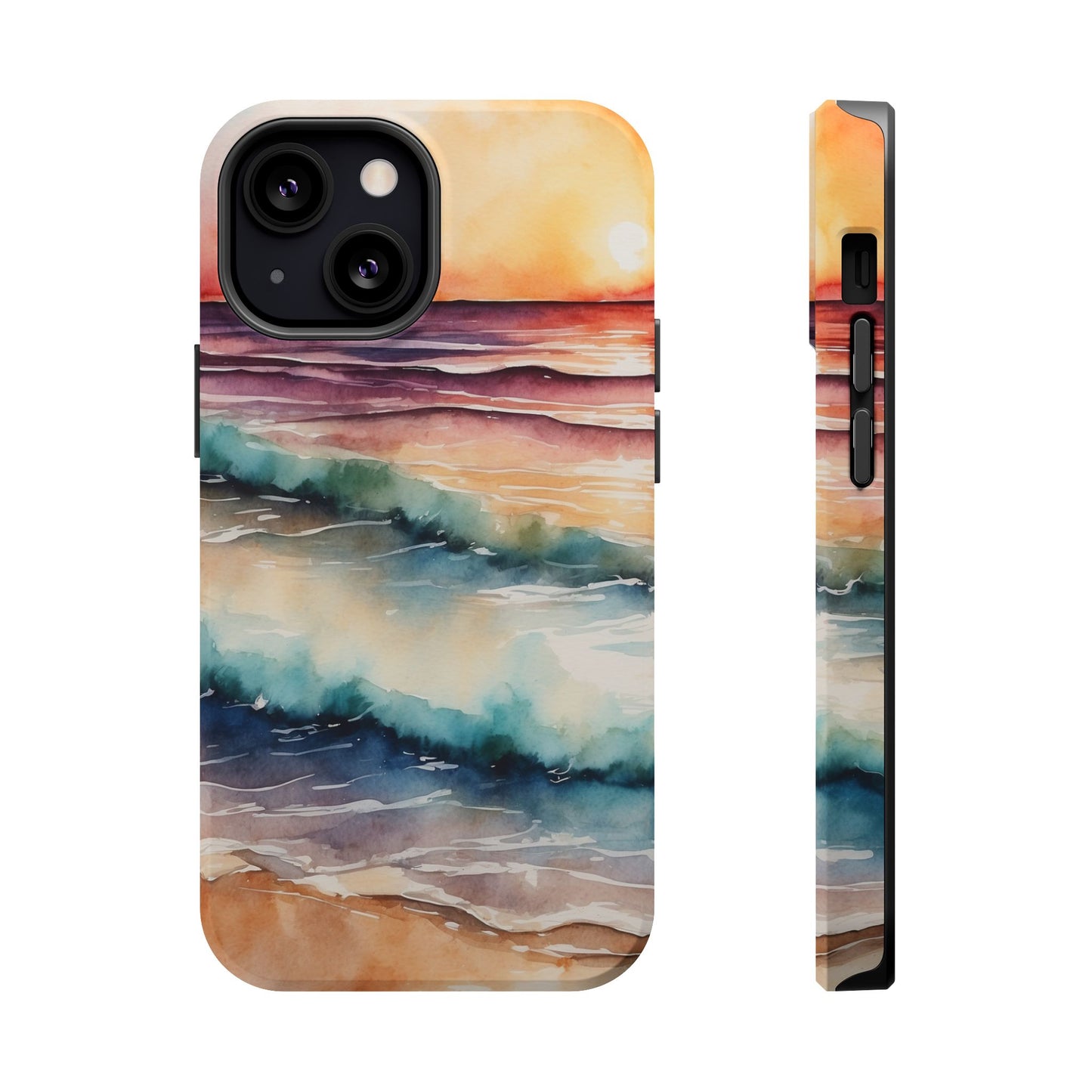 Sunset Waves MagSafe iPhone Case – Vibrant Watercolor Design