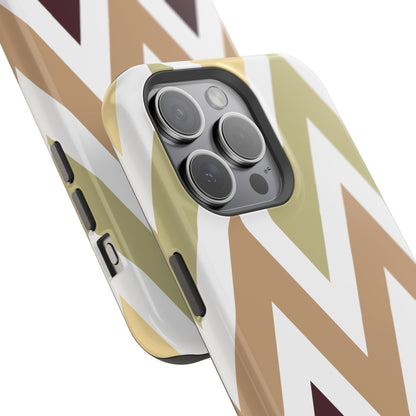 Earthy Chevron MagSafe iPhone Case – Boho-Inspired Design with Dual-Layer Protection