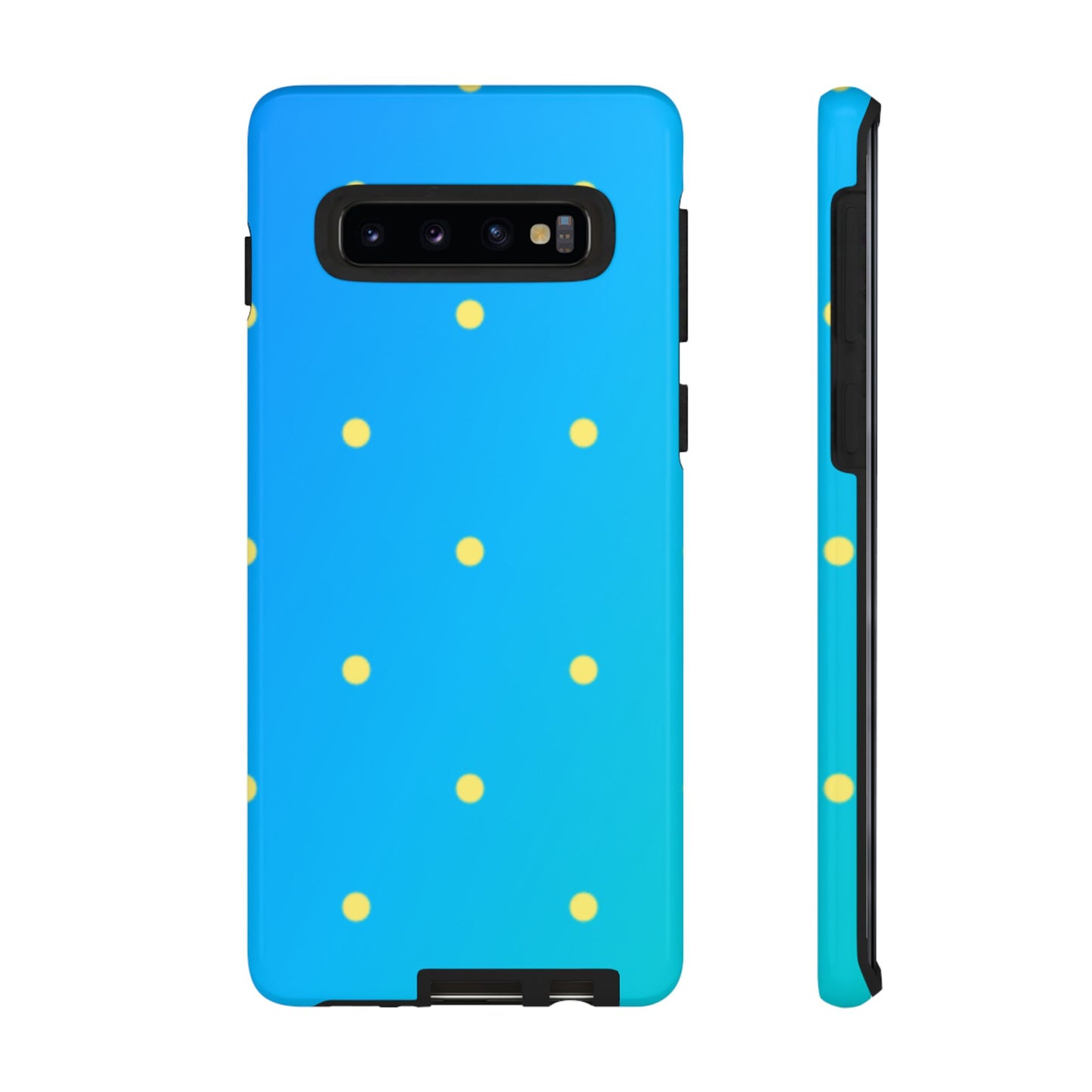 Blue Ocean Gradient Polka Dots Samsung Galaxy Case – Shockproof, Smooth Matte Finish, Dual-Layer Design