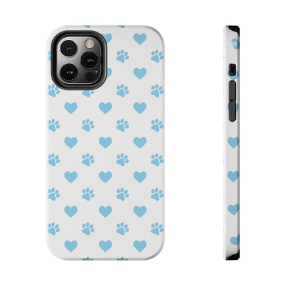 Blue Paw Prints & Hearts – Adorable and Durable iPhone Case for Pet Lovers