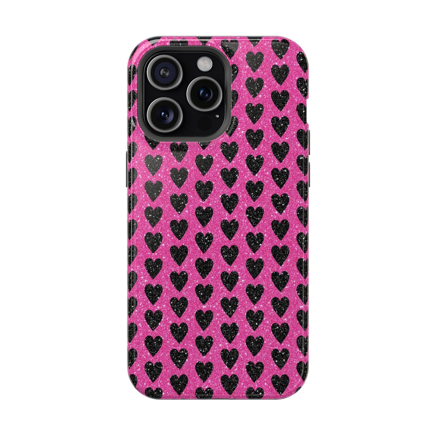 Black Hearts Glitter MagSafe Case