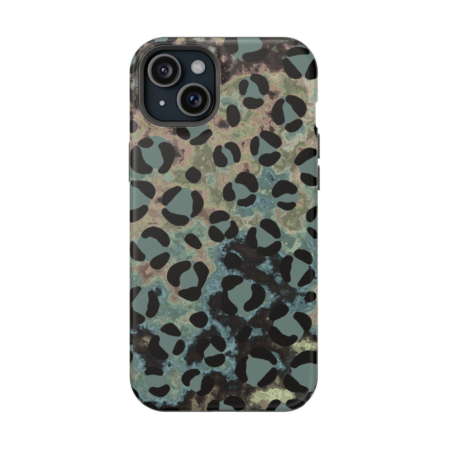 Moody Watercolor Leopard Print Tough MagSafe iPhone Case – Earthy Abstract Pattern with Dual-Layer Protection