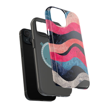 Abstract Wave Pattern MagSafe iPhone Case – Shockproof, Matte Finish, Dual-Layer Protection