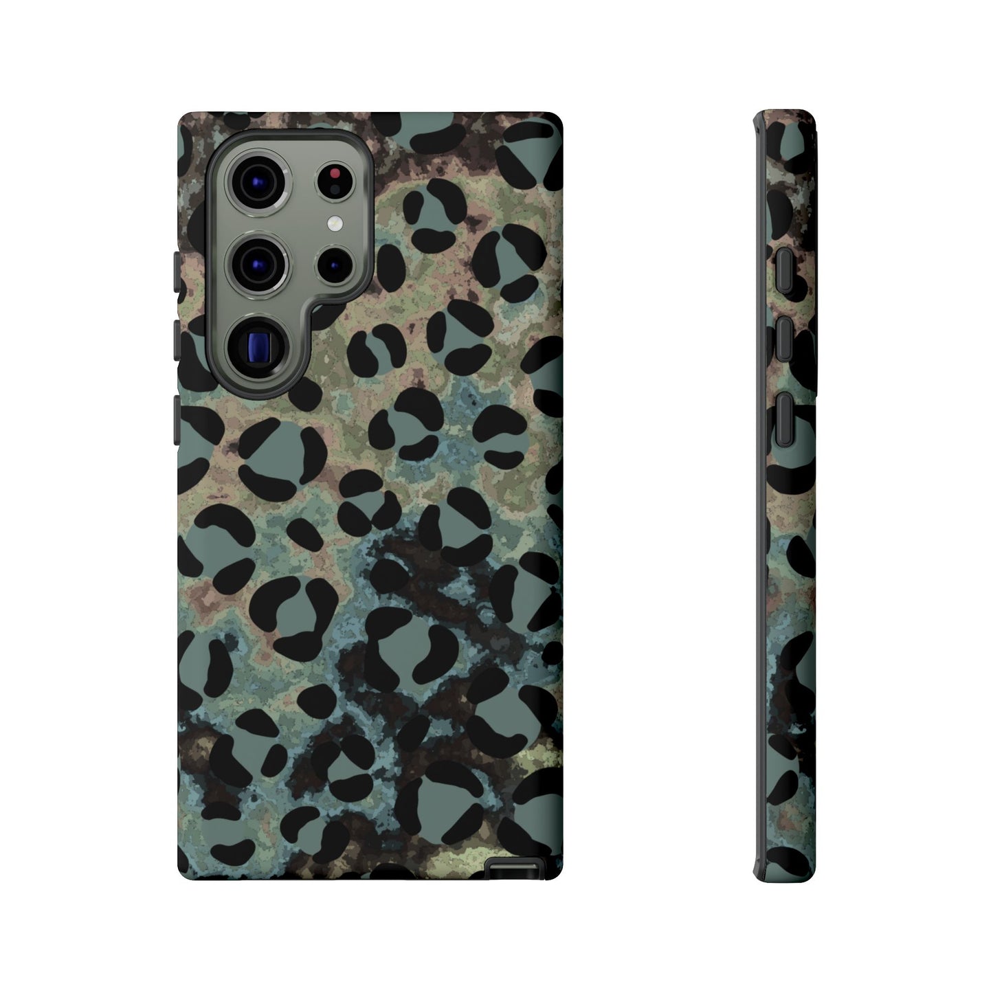 Moody Watercolor Leopard Print Tough Samsung Galaxy Case – Earthy Abstract Pattern with Dual-Layer Protection