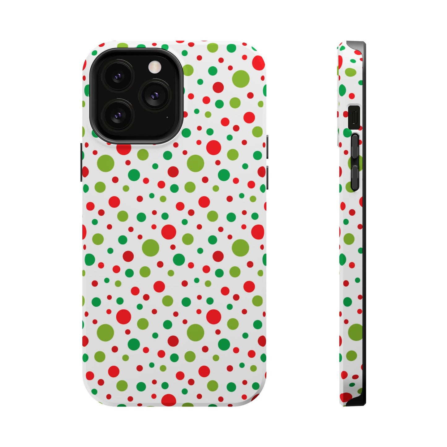 Red & Green Christmas Polka Dots – MagSafe iPhone Case