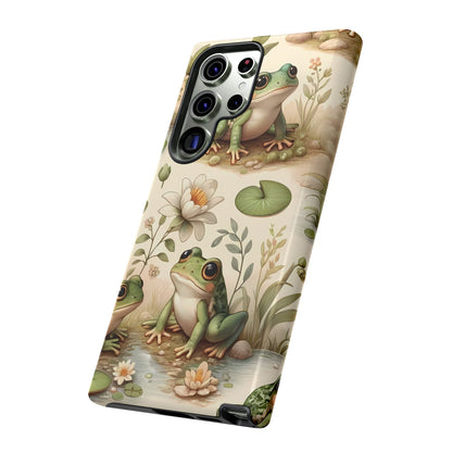 Cute Frogs Phone Case - Pond Pals Frolic - Charming Frog Lily Pad Phone Case for iPhone, Google & Samsung! Great Gift For Any Frog Lover!