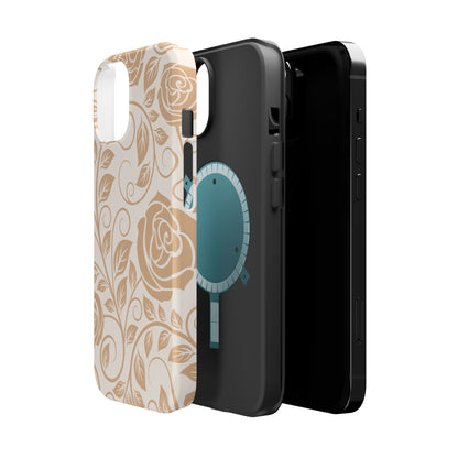 Vintage Rose Vine Tough MagSafe iPhone Case – Elegant Floral Pattern with Dual-Layer Protection