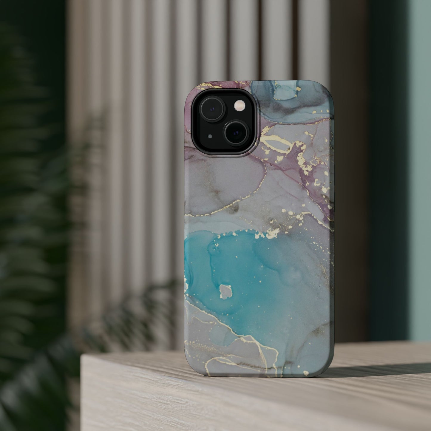 Sky Blue & Purple Marble Wave – MagSafe Case with Dreamy Marble Design