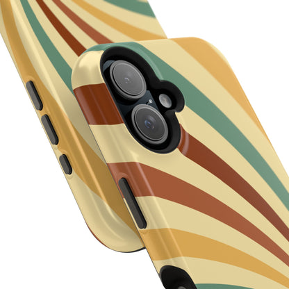 Earthy Retro Swirl MagSafe iPhone Case – Dual-Layer Protection with 70s-Inspired Earth Tones