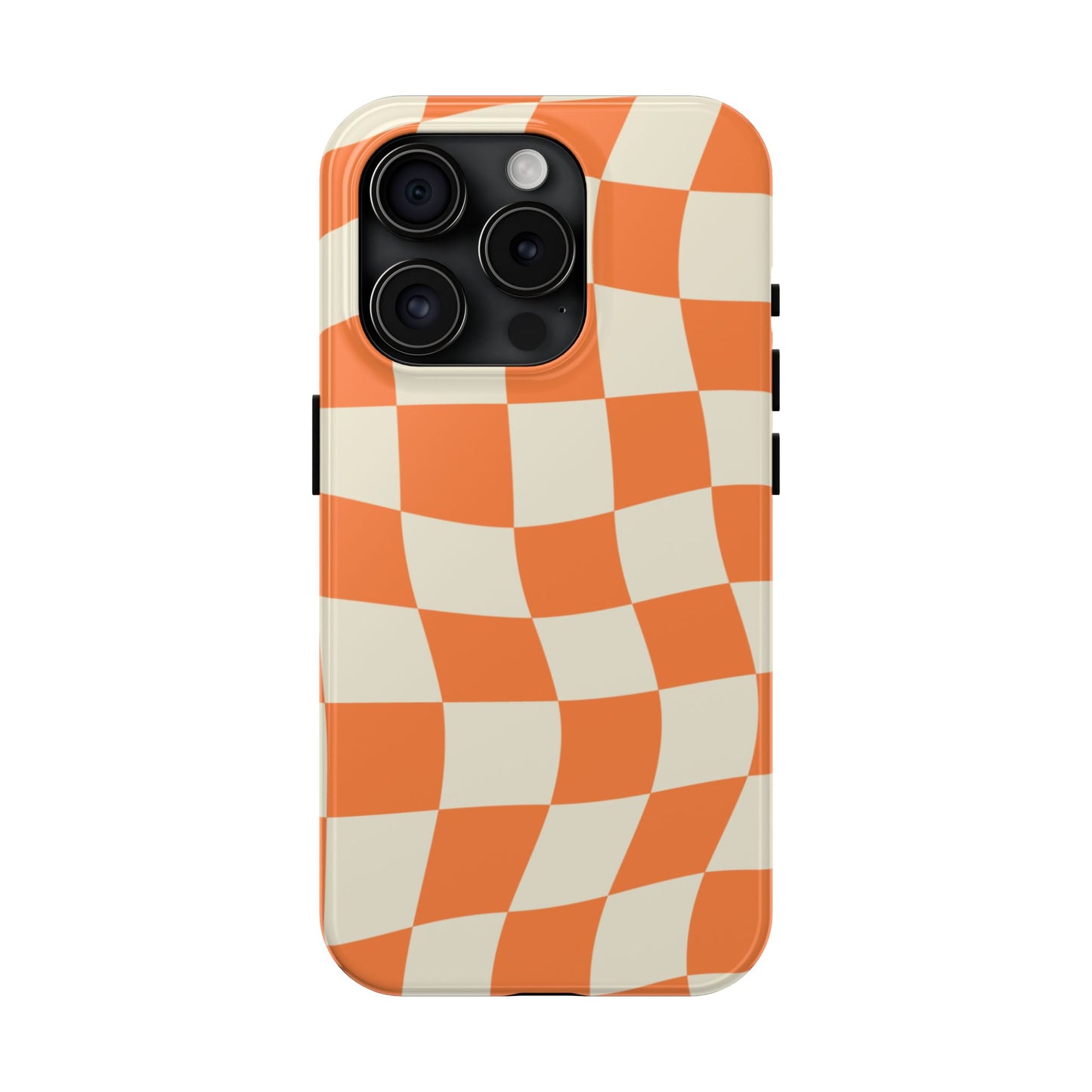 Wavy Retro Checkerboard iPhone Case – Shockproof, Matte Finish, Dual-Layer Protection