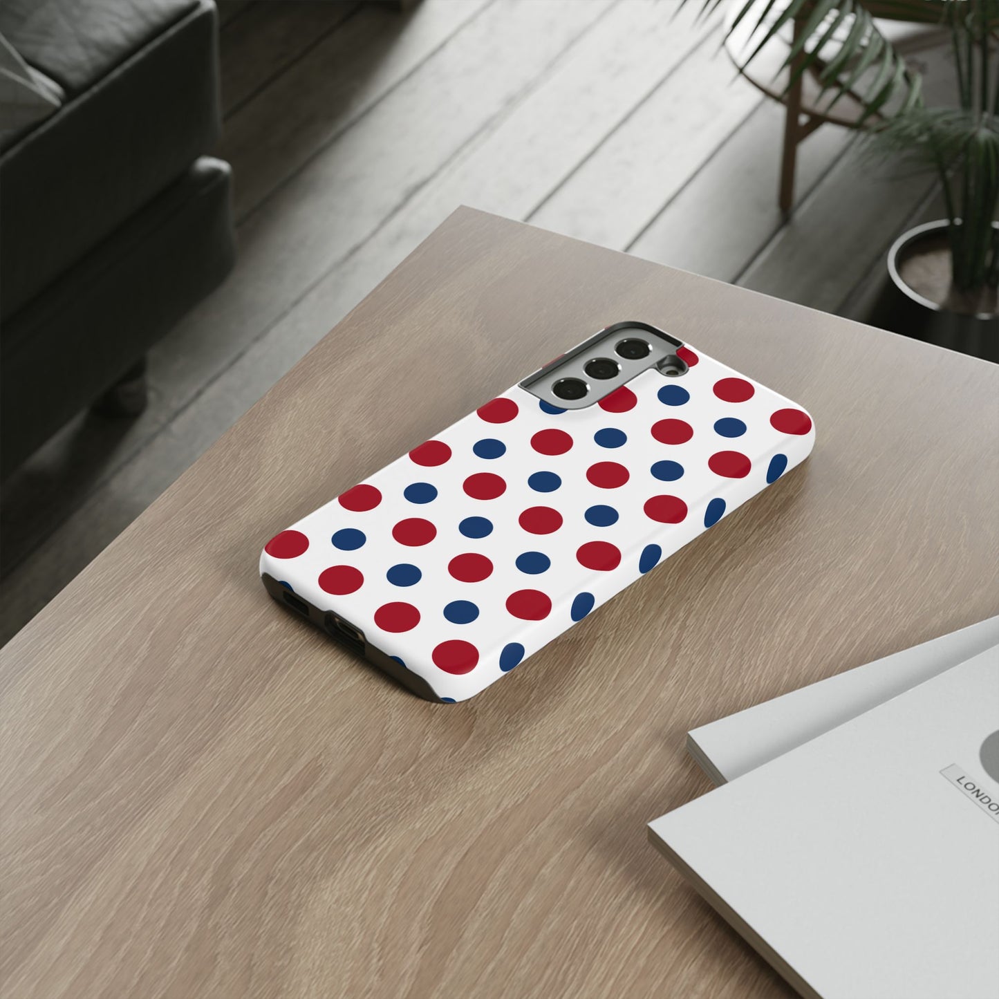 Patriotic Navy, White, and Red Polka Dot Samsung Galaxy Case