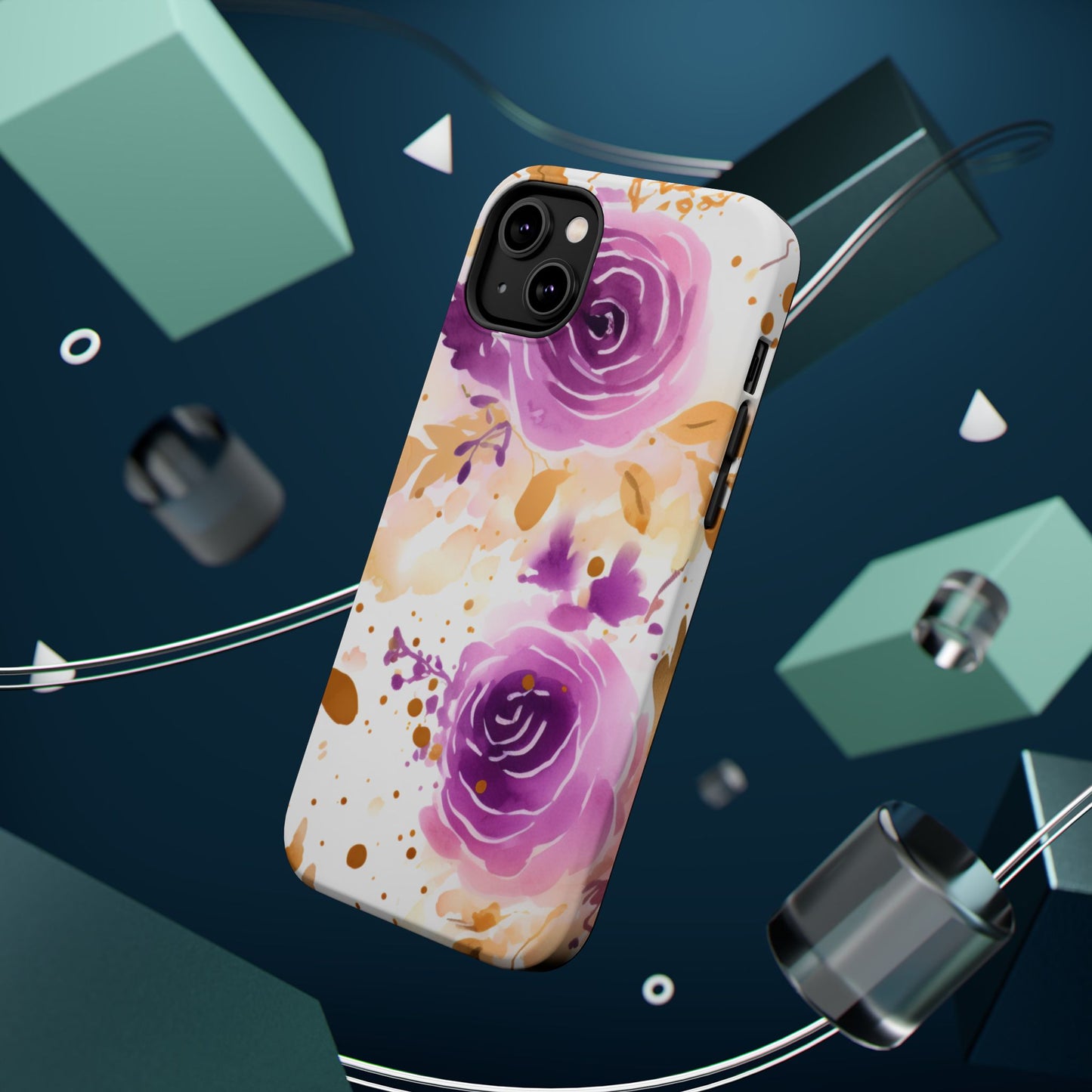 Soft Purple & Gold Floral Splash - MagSafe iPhone Series Case