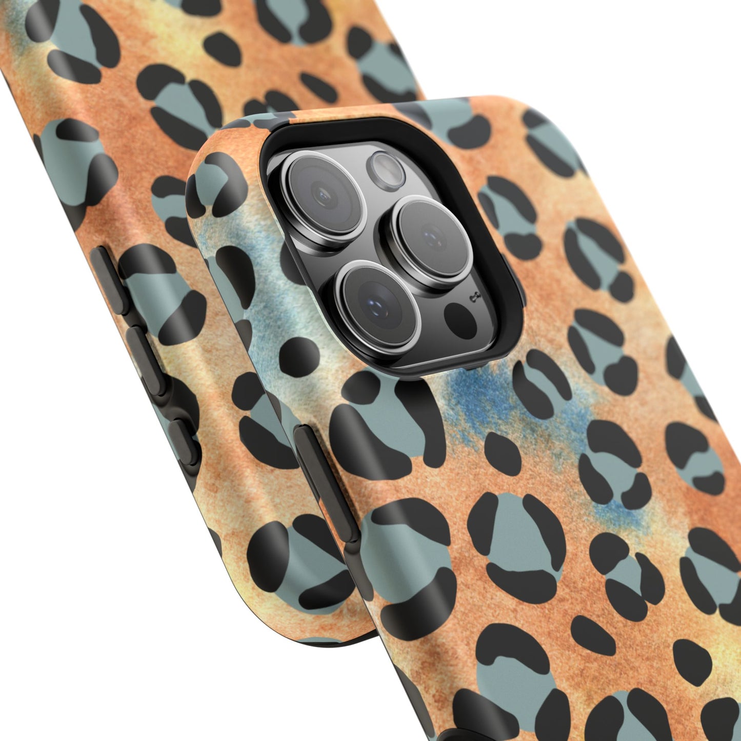 Sunset Watercolor Leopard Print Tough MagSafe iPhone Case – Artistic Animal Pattern with Dual-Layer Protection