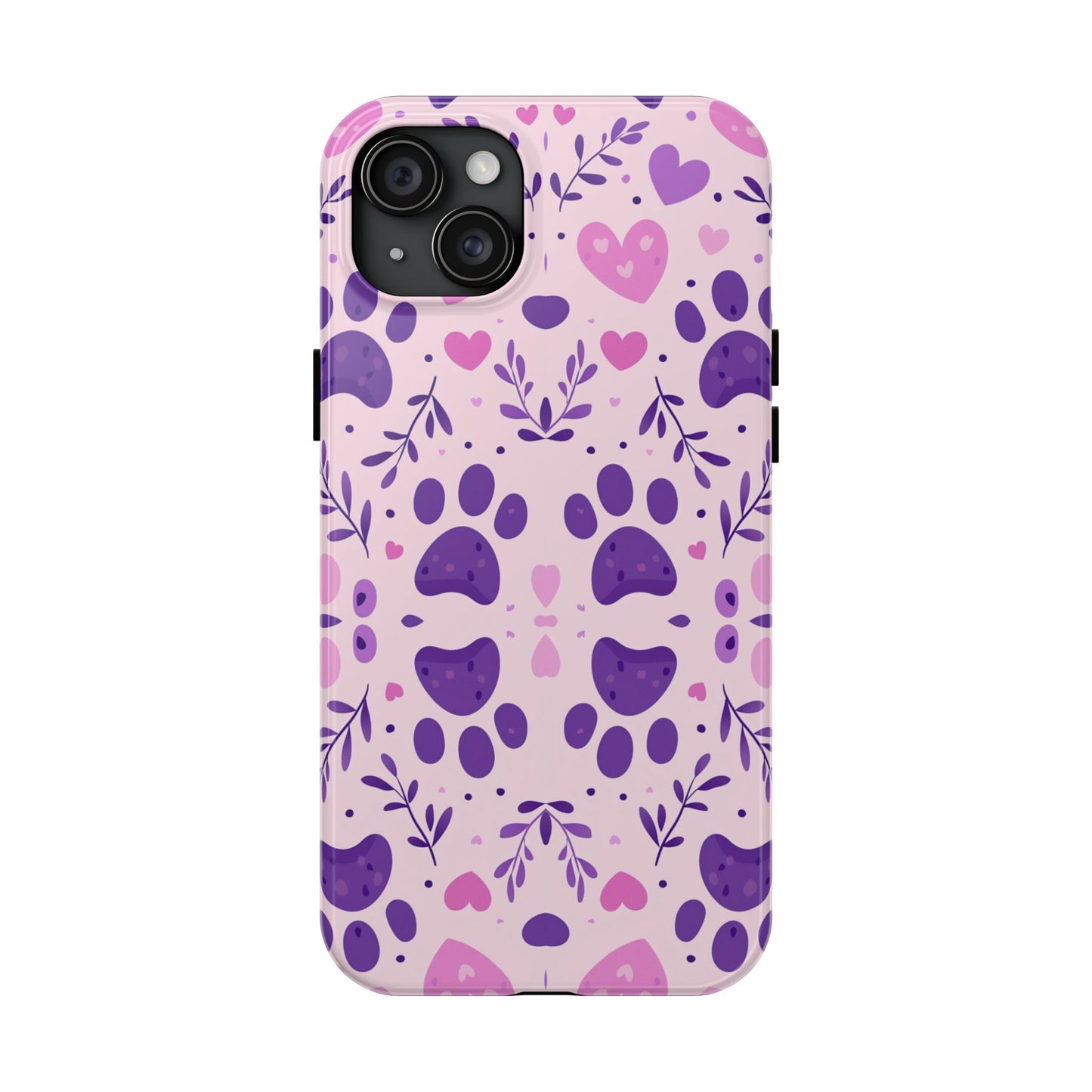 Pastel Paw Print iPhone Case - Cute Pet-Themed Floral Protective Cover