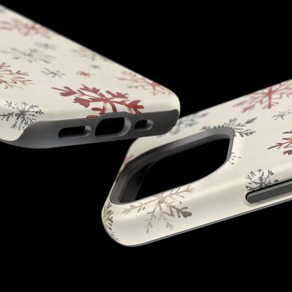 Vintage Red and Gray Snowflake Pattern – MagSafe iPhone Series Case