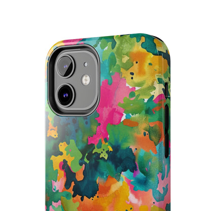 Vibrant Watercolor Splash iPhone Case – Bold Multicolor Artistic Design